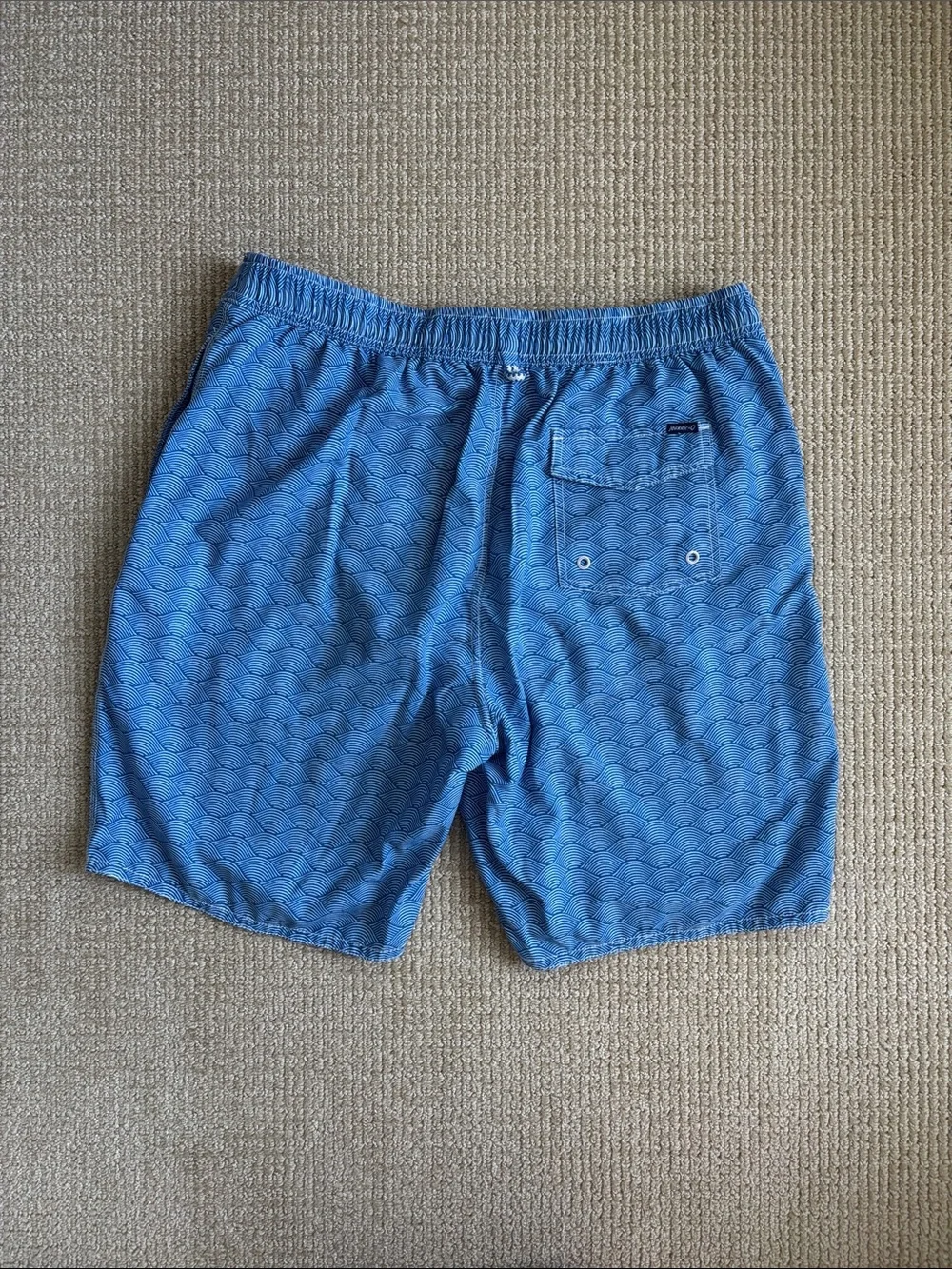 johnnie-O Men's Blue Swim Trunks with Wave Pattern